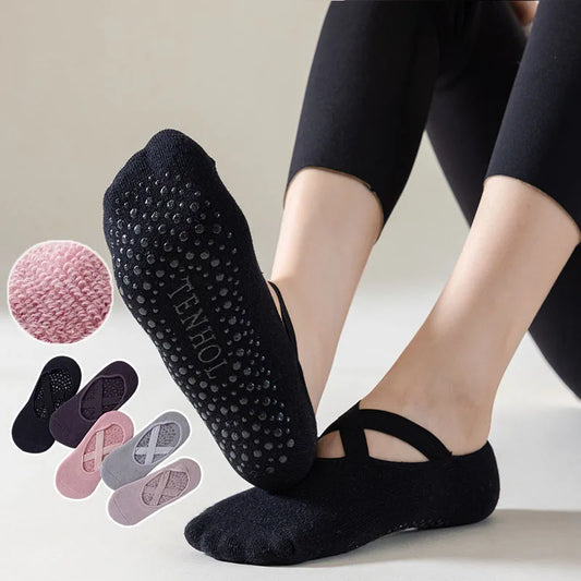 Non-slip Yoga Socks Women Cotton Silicone