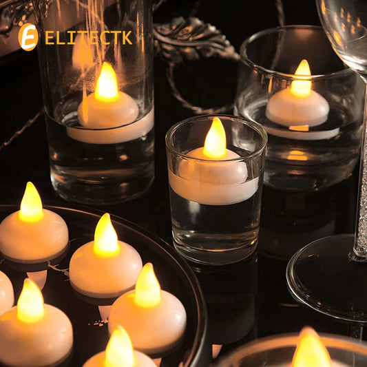 4pcs Flameless Floating Candle Waterproof Flickering Tealights