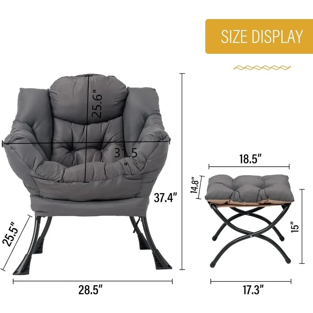 Lounge Chair with Ottoman, with Armrests and a Side Pocket