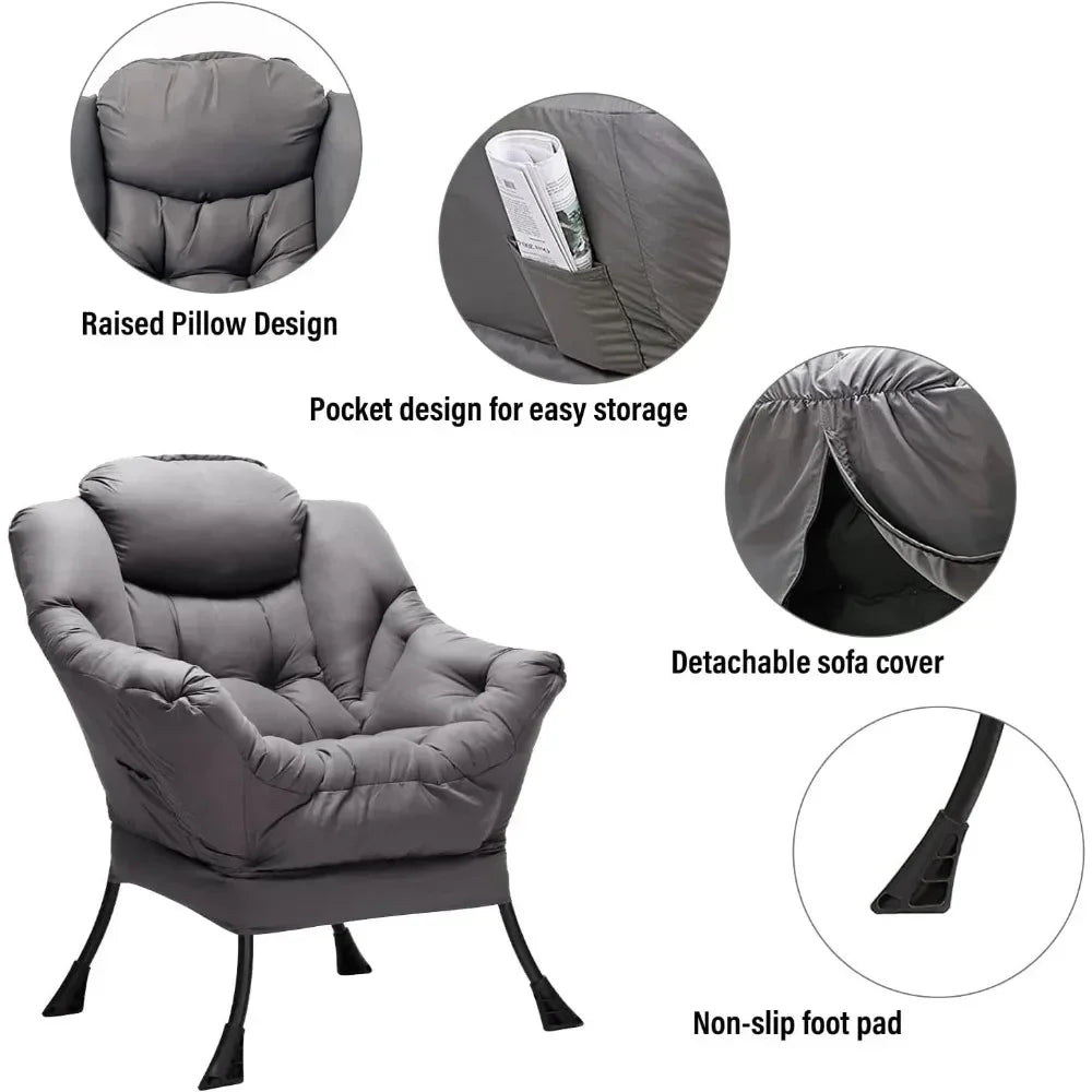 Lounge Chair with Ottoman, with Armrests and a Side Pocket