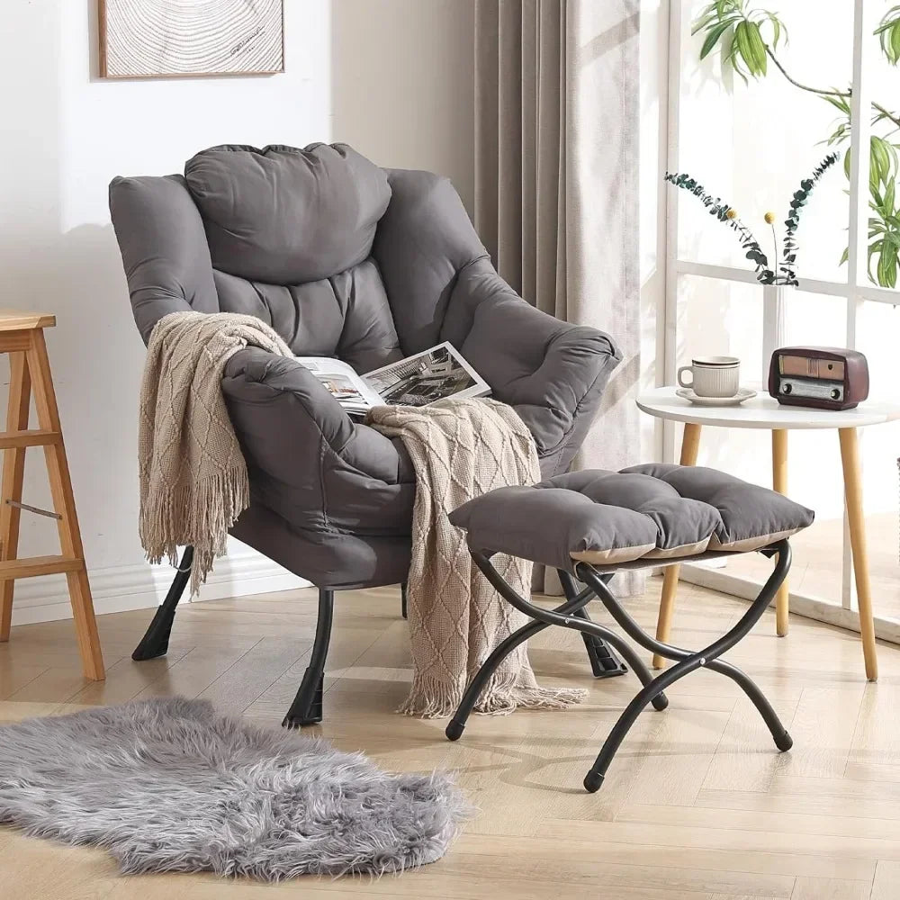 Lounge Chair with Ottoman, with Armrests and a Side Pocket